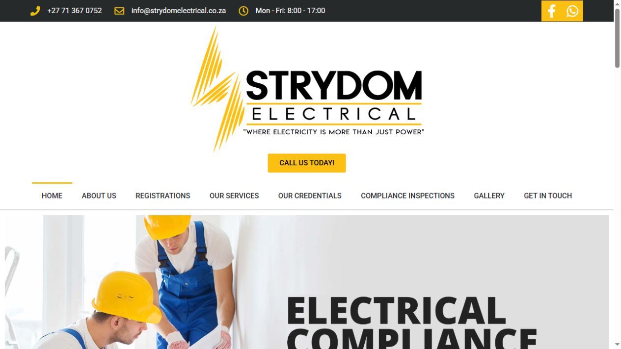 Strydom Electrical website screenshot